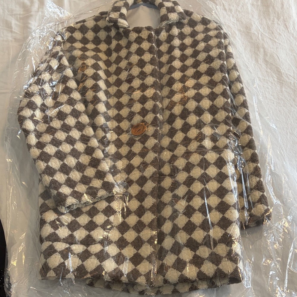 Liz Alig Checkered Coat with Button Details